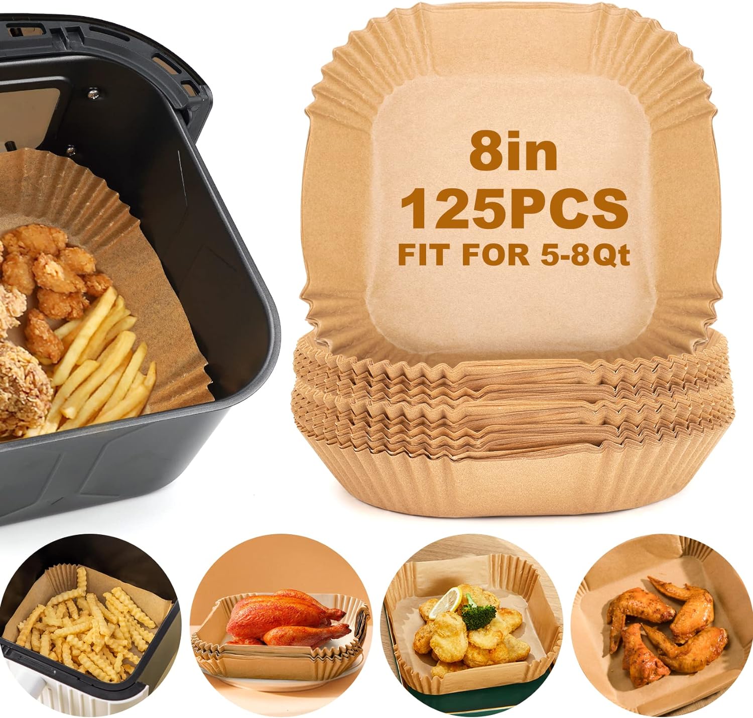 These are perfect for easy cleanup. The only thing is you have to make sure that theyre very much weighted down because theyre so light They will fly around the air fryer and they could catch on fire so make sure that you fill it up so that its solid in there. I have the ninja fryer that has the tray that we can use the double tray on top so I actually put a tray on the bottom put the paper in with all the food and then I put my extra tray on top that sits halfway in the fryer so that it keep