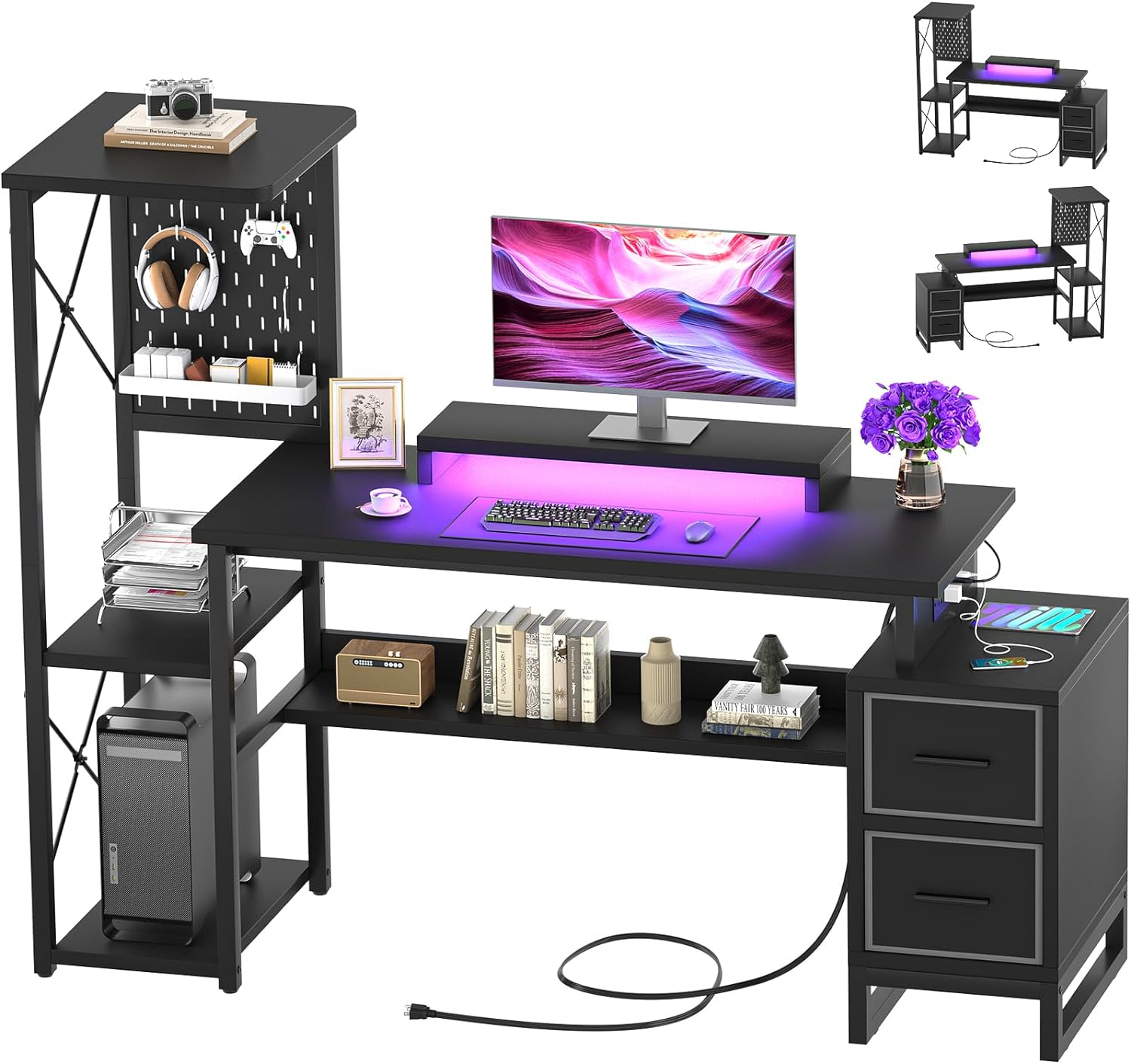 NOT 5 STARS, 10 STARS!!! This desk is amazing. It is easy do assemble because I'm a kid who managed to assemble it with very little help. It looks cool and has good space to display gaming equipment, a laptop, and a monitor. This is why the desk is amazing.