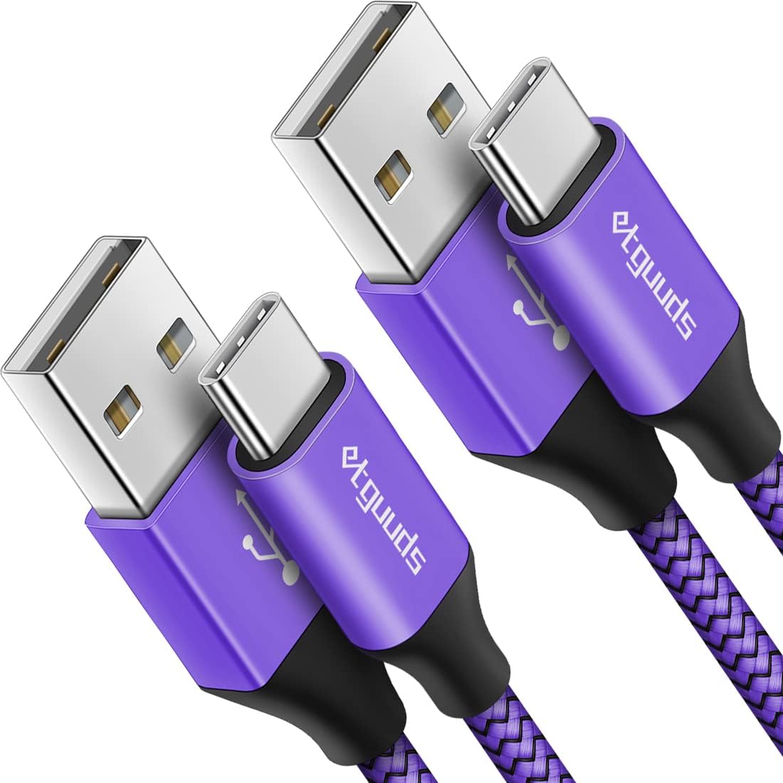 etguuds Purple USB C Cable 10ft Fast Charging, 2-Pack USB A to USB C Type Charger Cord for Samsung Galaxy S23 S22 S21 S20 S10 S10E, A10e A11 A13 A03s A53, Z Fold 4 3/Flip 4 3 5G, Note 20 10 9, Moto G