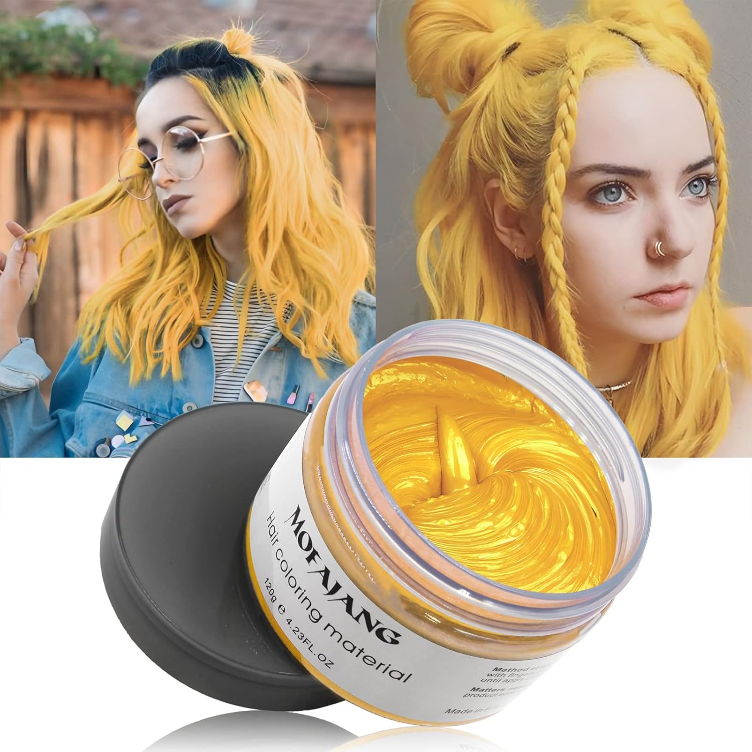 Gold Temporary Hair Dye Wax Natural Instant Hair Color Wax Pomades 4.23 oz, Hair Styling Clay for Party, Cosplay, Halloween, Christmas