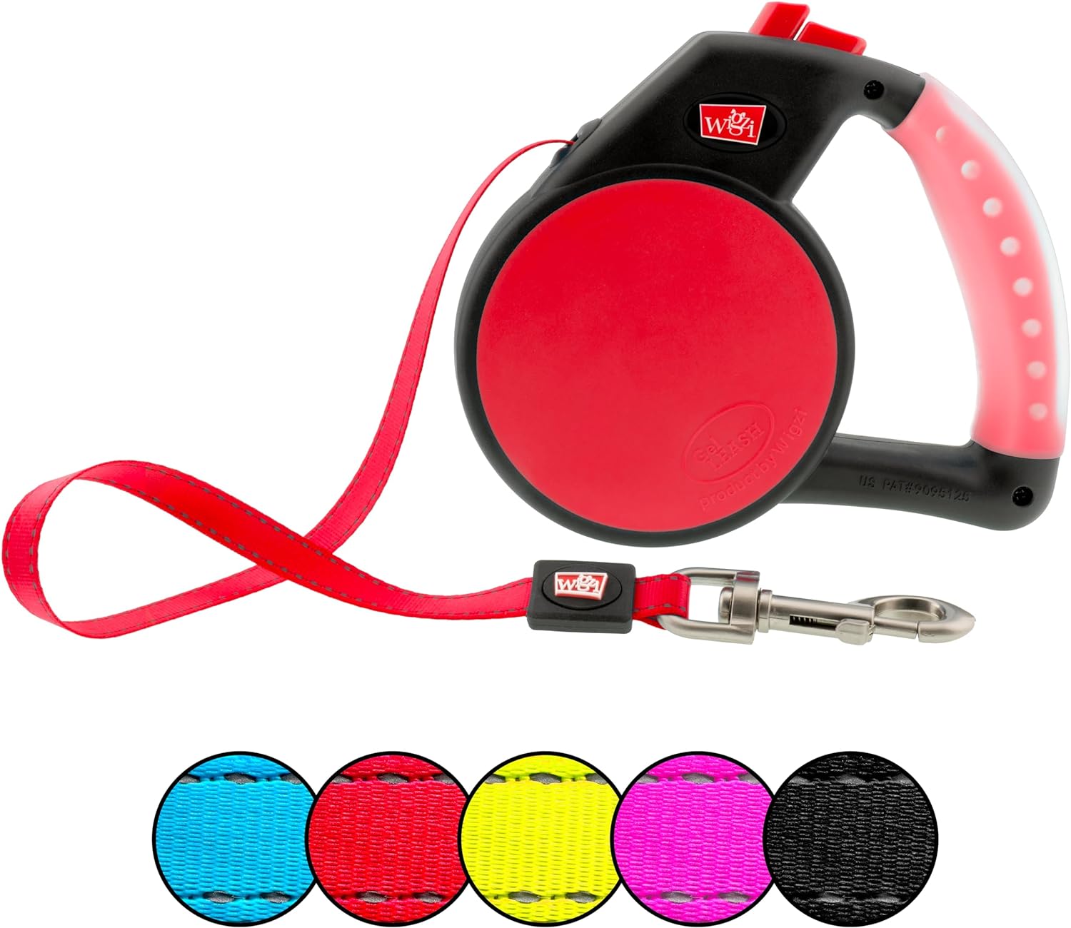 WIGZI Gel Retractable Leash, Small, Red (SMLGL-RD)