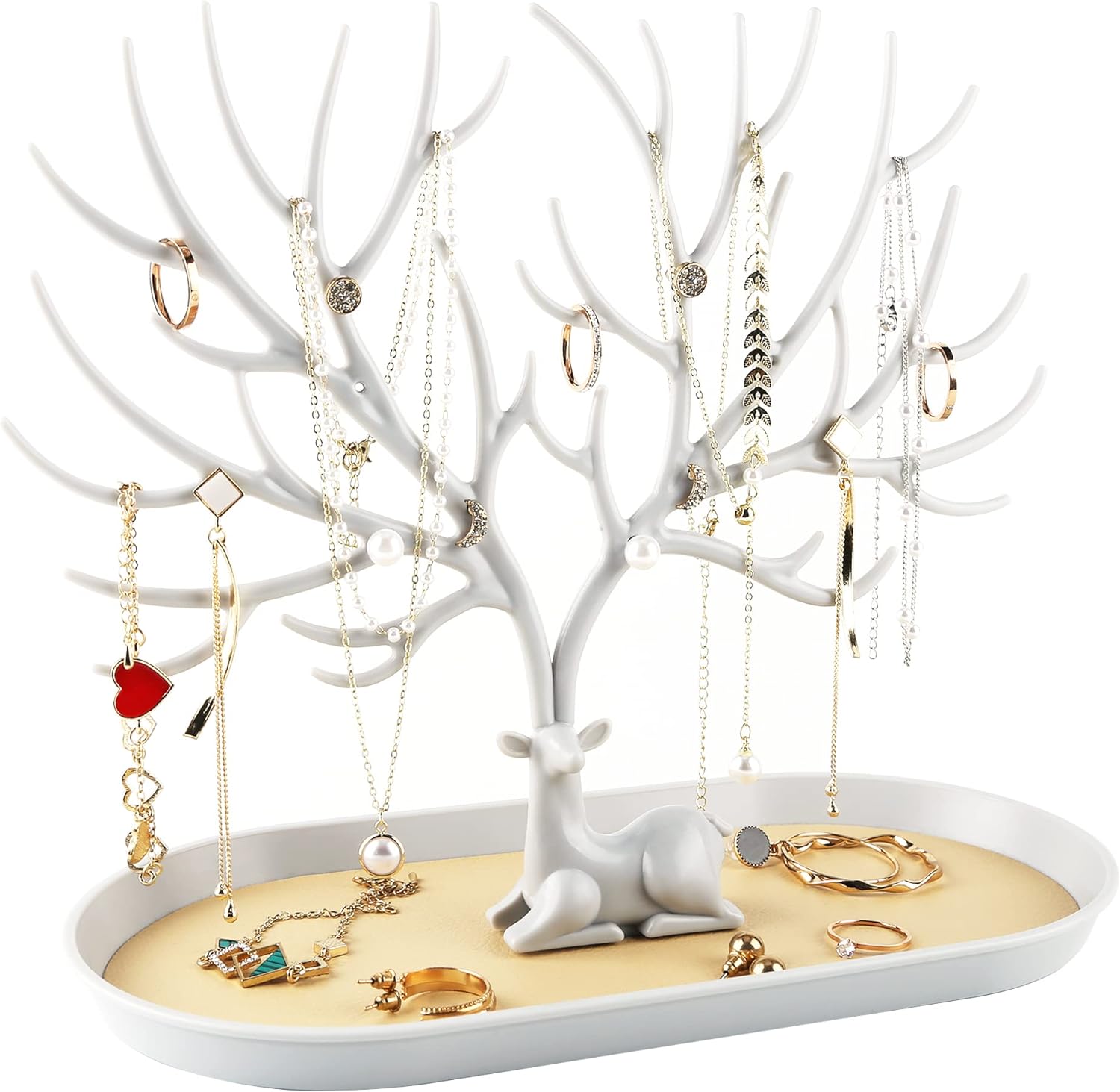 MORE&LESS Antlers Jewelry Display Stand,Tree Tower Rack Hanging Organizer for Ring Earrings Necklace Bracelet