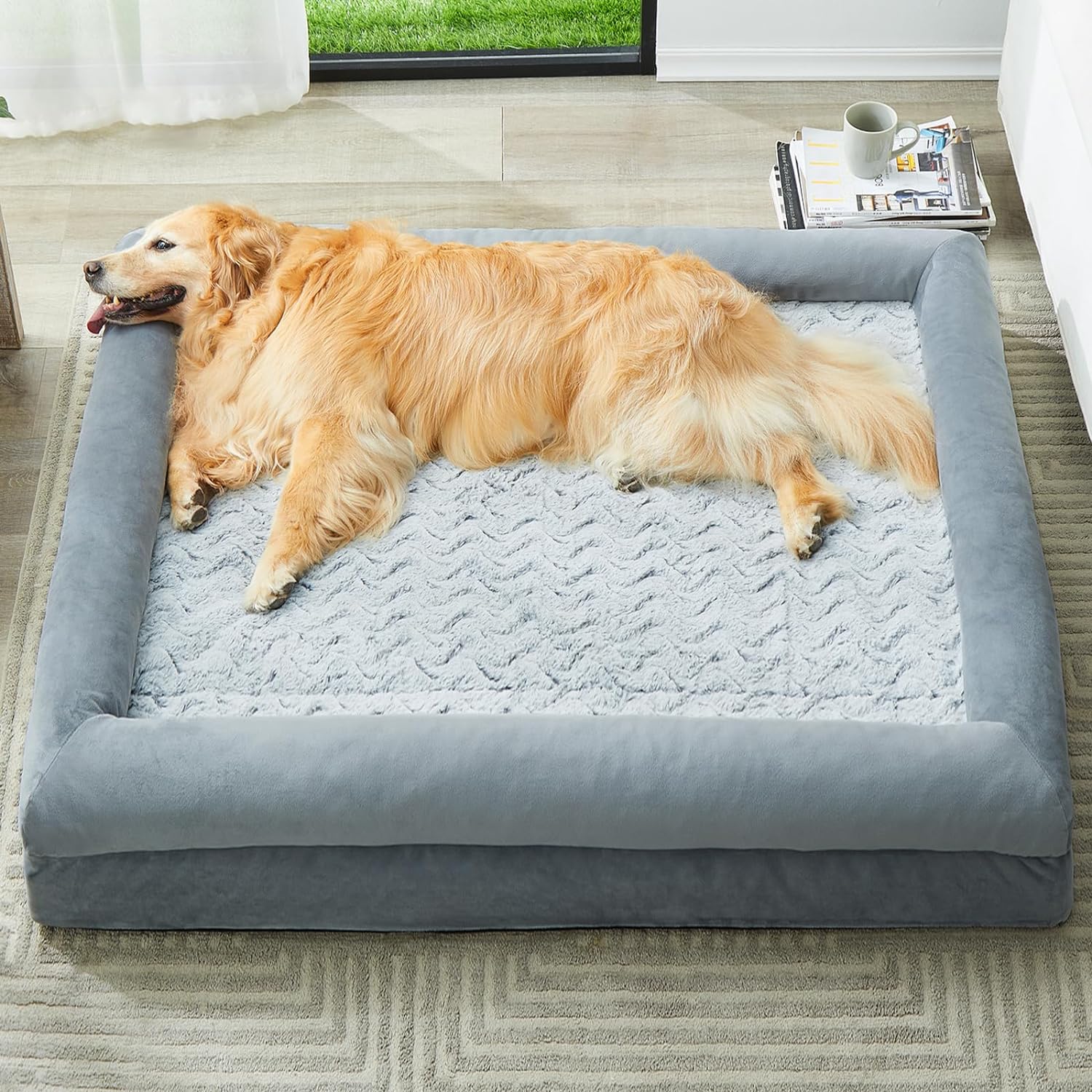 Weve been getting two dog beds but our little puppy ends up in our bigger dogs bed every single night and the bigger dog loves cuddling too, so Ive been trying to find a bed that can fit the both of them. $100 is a lot to spend on a dog bed, but so worth the money for this one! The quality is very nice. The material is super soft and comfy and the bed is huge! Thats my 511 brother, a 70lb dog and a 45lb dog all comfortably sleeping together. Love it!