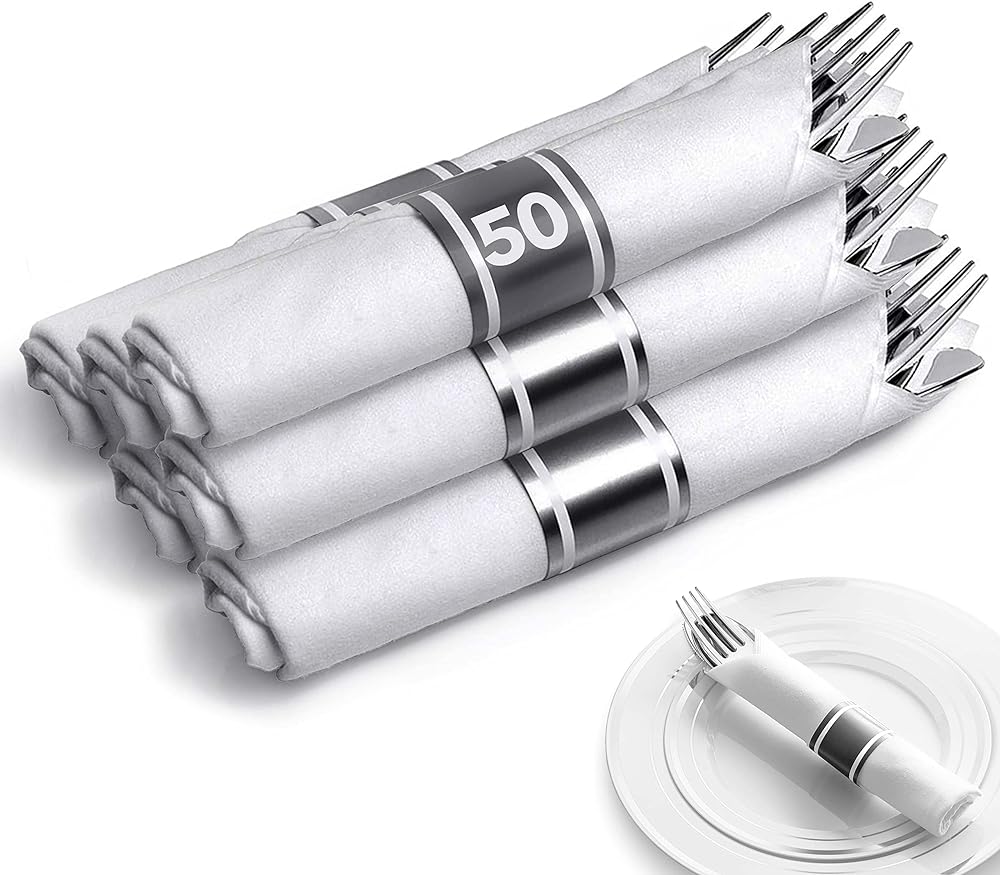 I used this for my daughters bridal shower. It was so nice to have the silverware and napkin pre rolled. All I had to do was lay it on a pretty tray.  This plastic silverware is sturdy and makes a nice presentation.