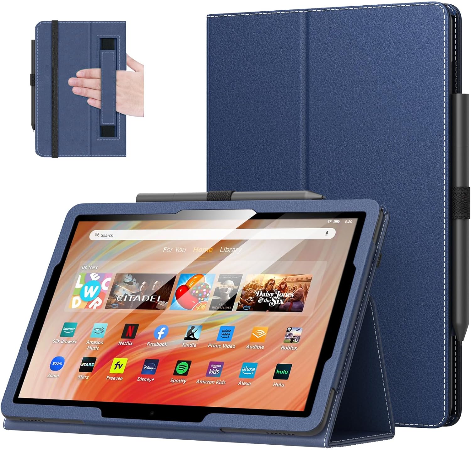 MoKo Case Fits All-New Amazon Kindle Fire HD 10 & 10 Plus Tablet (13th/11th Generation, 2023/2021 Release) 10.1" - Slim Folding Stand Cover with Auto Wake/Sleep, Indigo