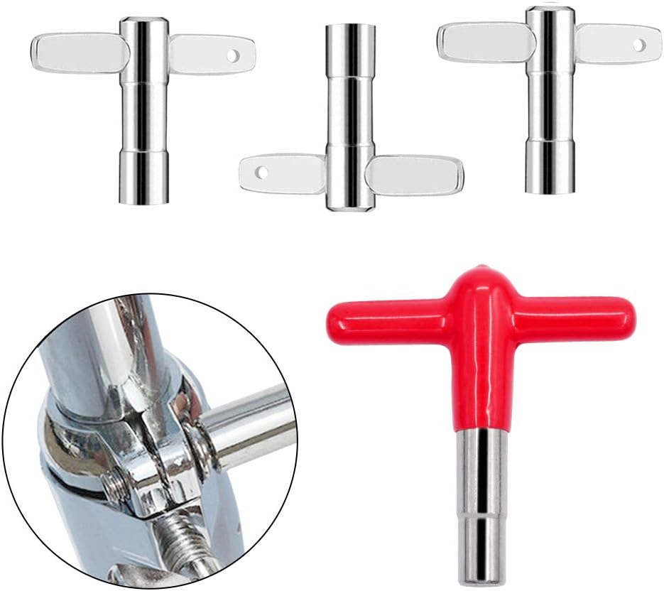 EASTROCK High Torque Drum Keys Pack of 4 with More Advanced Material Rubber And Plastic Handles Drum Key,Durable Tool Drum Torque Tuning Key With Hole(Red)