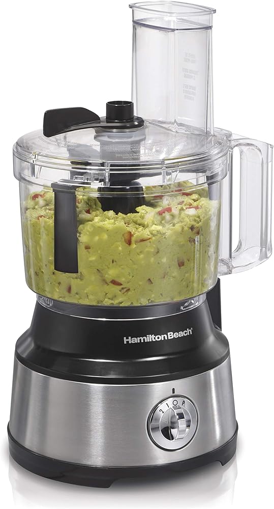 Hamilton Beach Food Processor & Vegetable Chopper for Slicing, Shredding, Mincing, and Puree, 10 Cups   Easy Clean Bowl Scraper, Black and Stainless Steel (70730)