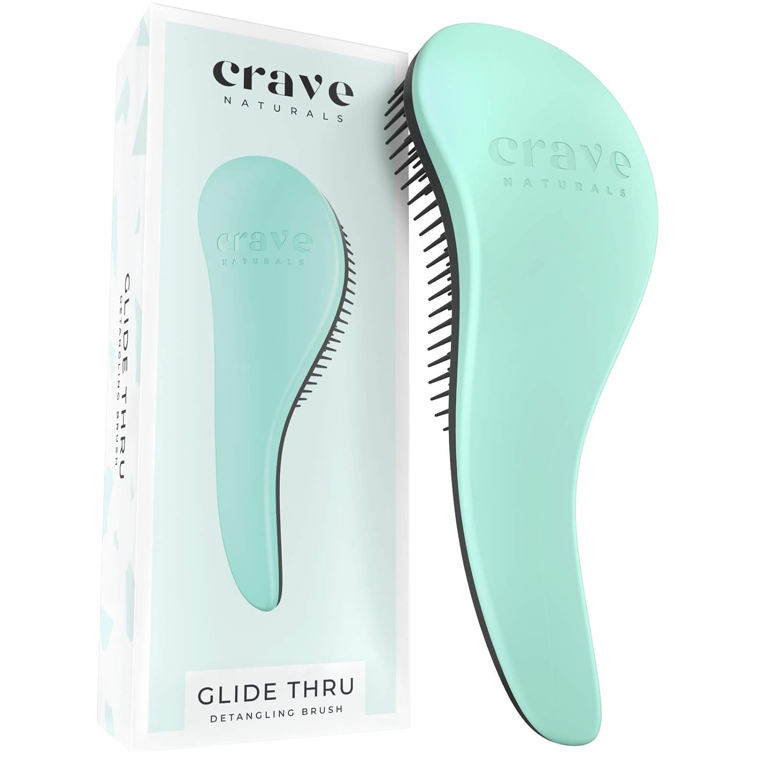 Crave Naturals BIGGIE Glide Thru Detangling Brush - Detangler Hairbrush & Comb for Curly, Natural, Straight, Wet or Dry Hair (MINT)