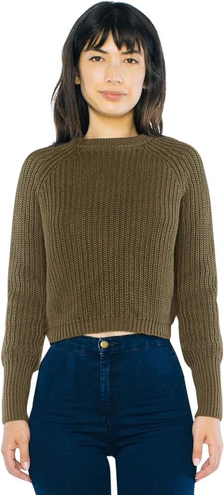 American Apparel Women&#39;s Cropped Fisherman Long Sleeve Pullover