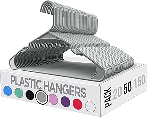 Utopia Home Clothes Hangers 50 Pack - Plastic Hangers Space Saving - Durable Coat Hanger with Shoulder Grooves (Grey)