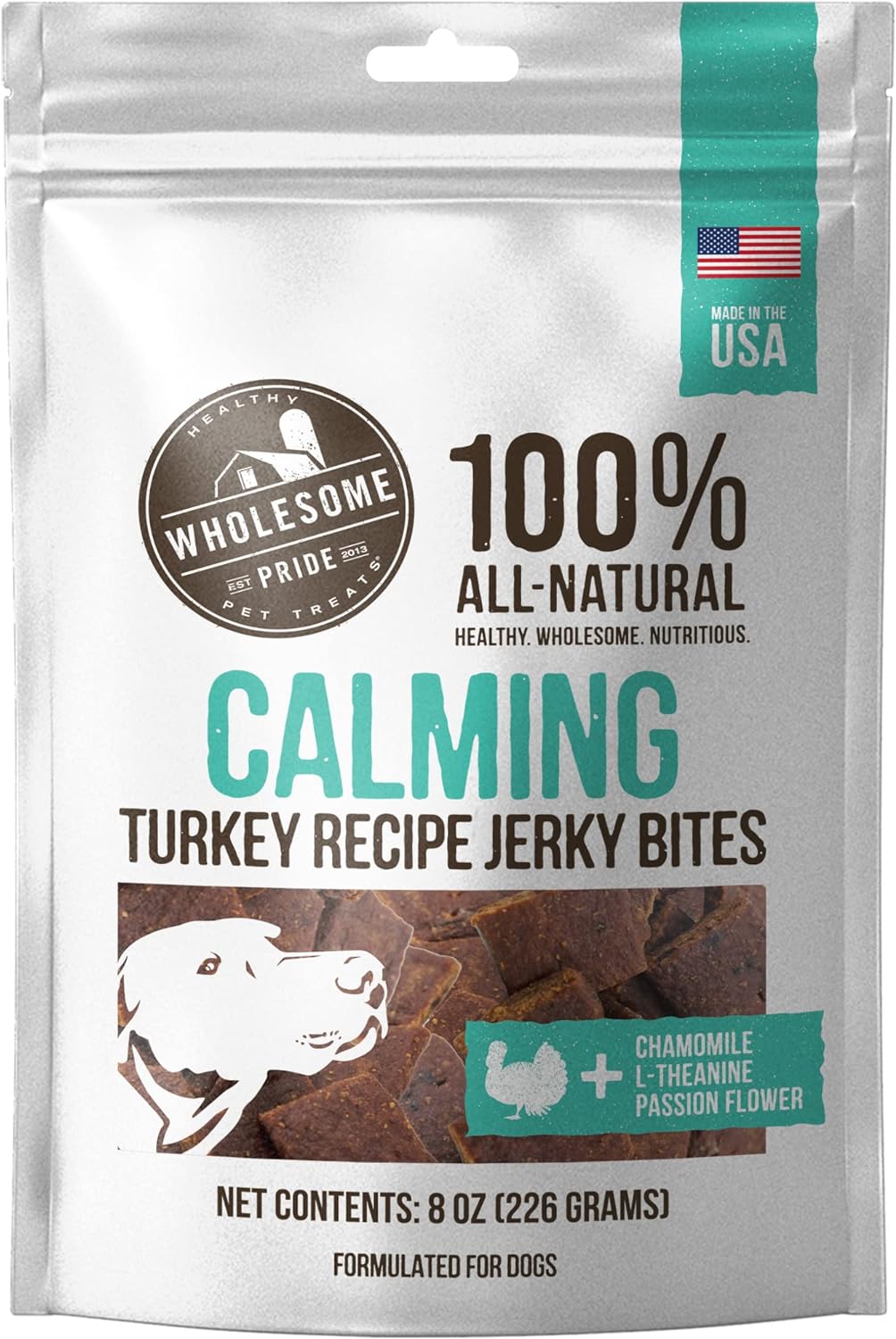 Wholesome Pride Functional Calming Support Turkey Recipe Jerky Bites Calming Dog Treats - 8 oz