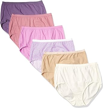Hanes Women's Just My Size High-waist Cotton Brief Underwear, High-rise Brief, 6-pack (Colors May Vary)