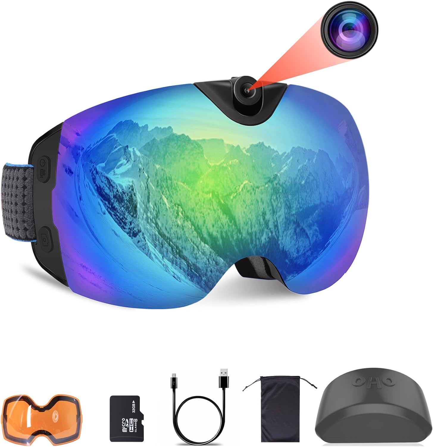 OhO 4K Smart Ski Goggles, WiFi Camera Snowboard Goggles with UV Protection, Anti Fog Men/Women