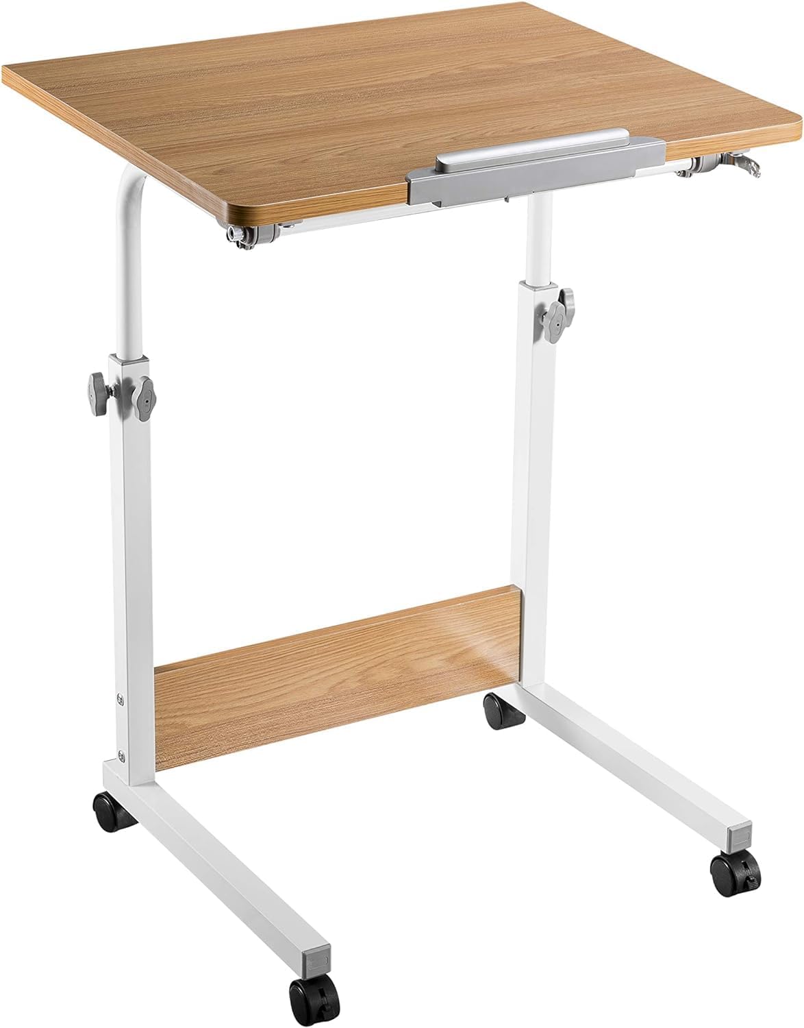 TechOrbits Small Mobile Table Standing Desk - 23 Tilting Top Rolling Workstation Podium - Presentation Cart Lectern Laptop & Computer Desk