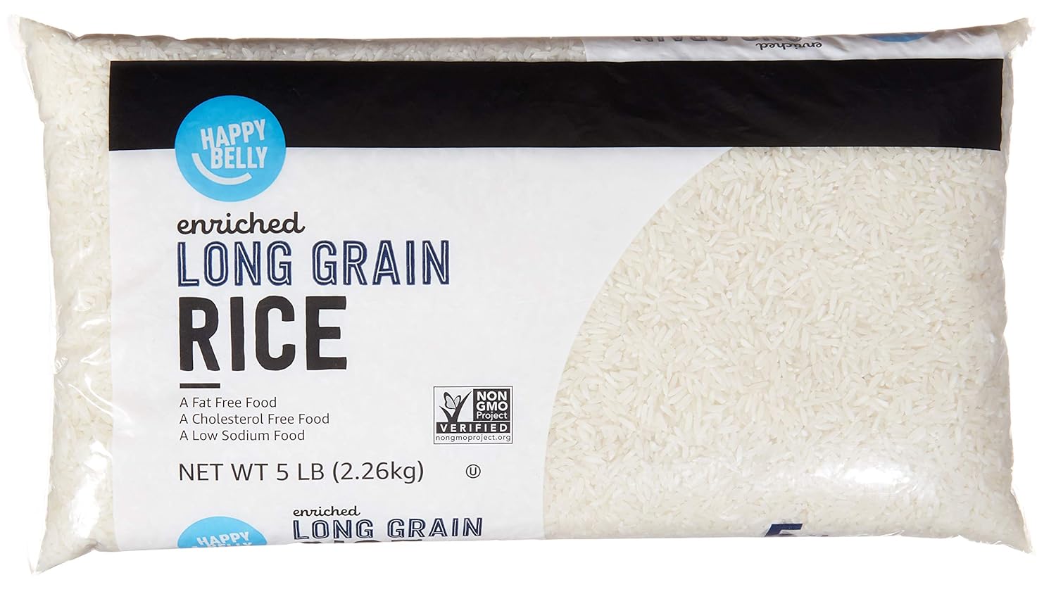 Amazon Brand, Happy Belly White Rice Long Grain, 5 Lb