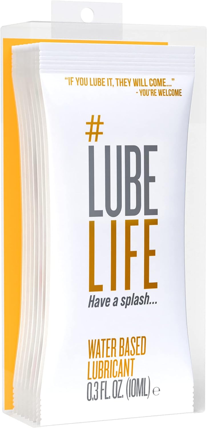 Lube Life Adventurer' Assortment Pack, Personal Lubricants 8 x 0.3 Oz - Water-Based, Silicone-and Water-Based Hybrid, Barely There Thin Silicone, Silicone Anal lube for Men, Women and Couples