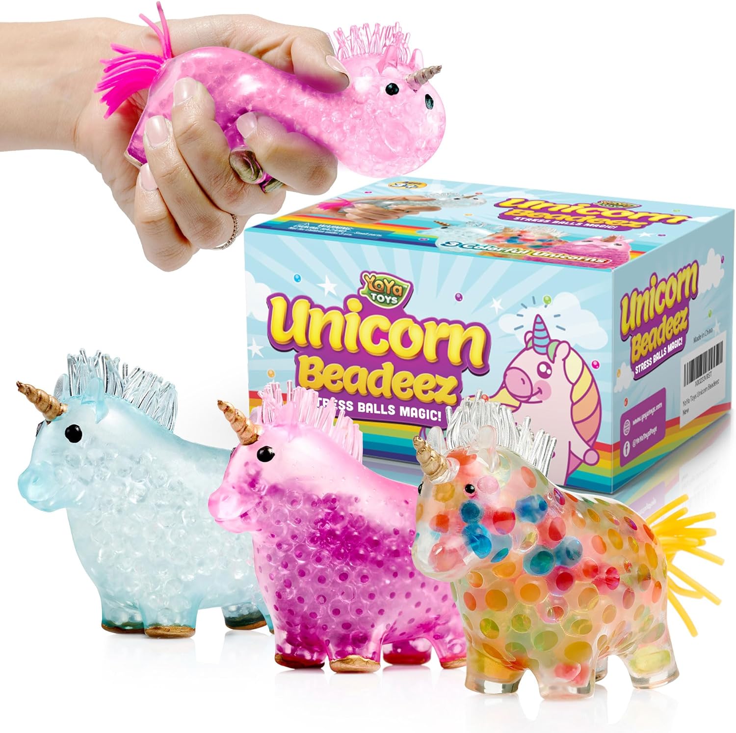 Yoya Unicorn Fidget Squishy Ball, Super Soft Fun Squishy Ball, Excellent Gift Idea for Any Occasions, Great Office and School Pass Time, Suitable for Everyone (3 Packs)