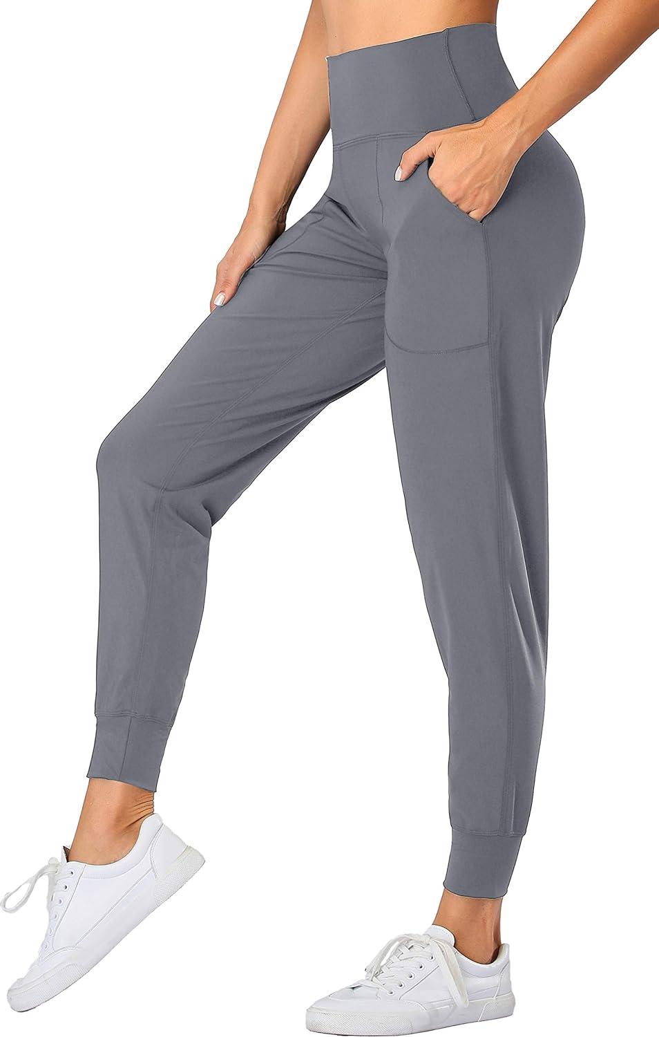 Oalka Women' Joggers High Waist Yoga Pockets Sweatpants Sport Workout Pants