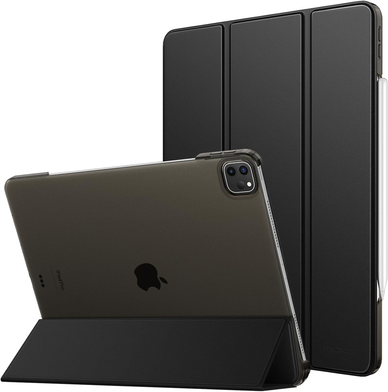 MoKo for iPad Air 13 Inch M2 Case 2024/ iPad Pro 12.9 Case (6th/5th Gen 2022/2021), Slim Smart Shell Translucent Frosted Hard PC Back Cover, Support Touch ID & Pencil Pro/2nd/USB-C, Black