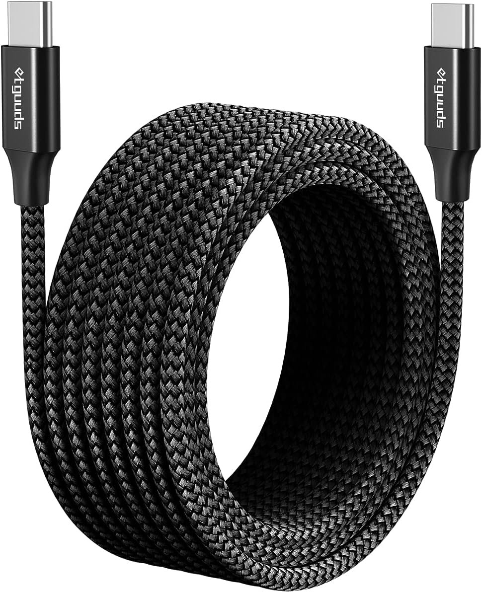 etguuds [ 30ft/9m USB C to USB C Charging Cable, (No Data No Video), Nylon Braided, Super Long USBC to USBC, Type C to C 2.0 Charger Power Cord - Black