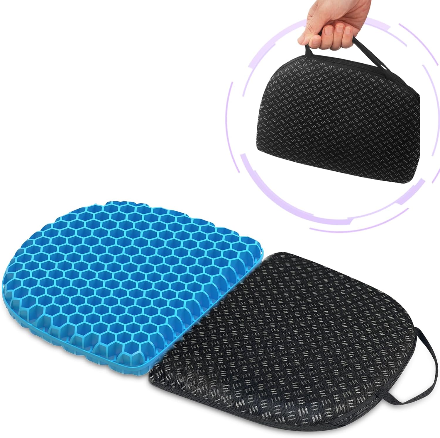 masteymoh Small Foldable Seat Cushion 0.9-Inch Thick, Portable Cooling Gel Seat Cushion for Pressure Relief, Light Seat Cushion for Travel seat cushion, Foldable for Easier Storage