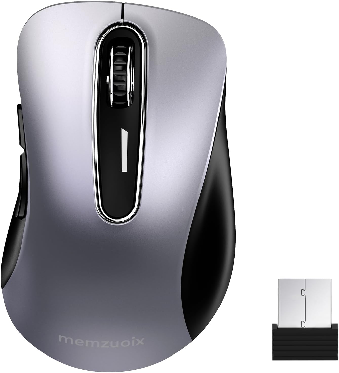 memzuoix 2.4G Wireless Mouse, 1200 DPI Mobile Optical Cordless Mouse with USB Receiver, Portable Computer Mice Wireless Mouse for Laptop, PC, Desktop, MacBook, 5 Buttons (Gunmetal)