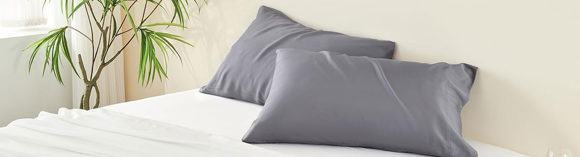 BEDELITE Cooling Pillow Cases for Hot Sleepers & Night Sweats, Rayon Derived from Bamboo, Grey Pillow Cases Queen Size of 2, Breathable and Silky Soft Envelope Pillowcases (20x30)