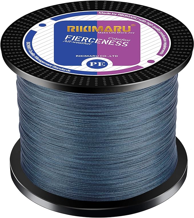 RIKIMARU Braided Fishing Line Abrasion Resistant Superline Zero Stretch&Low Memory Extra Thin Diameter 327-1094 Yds, 4-180LB