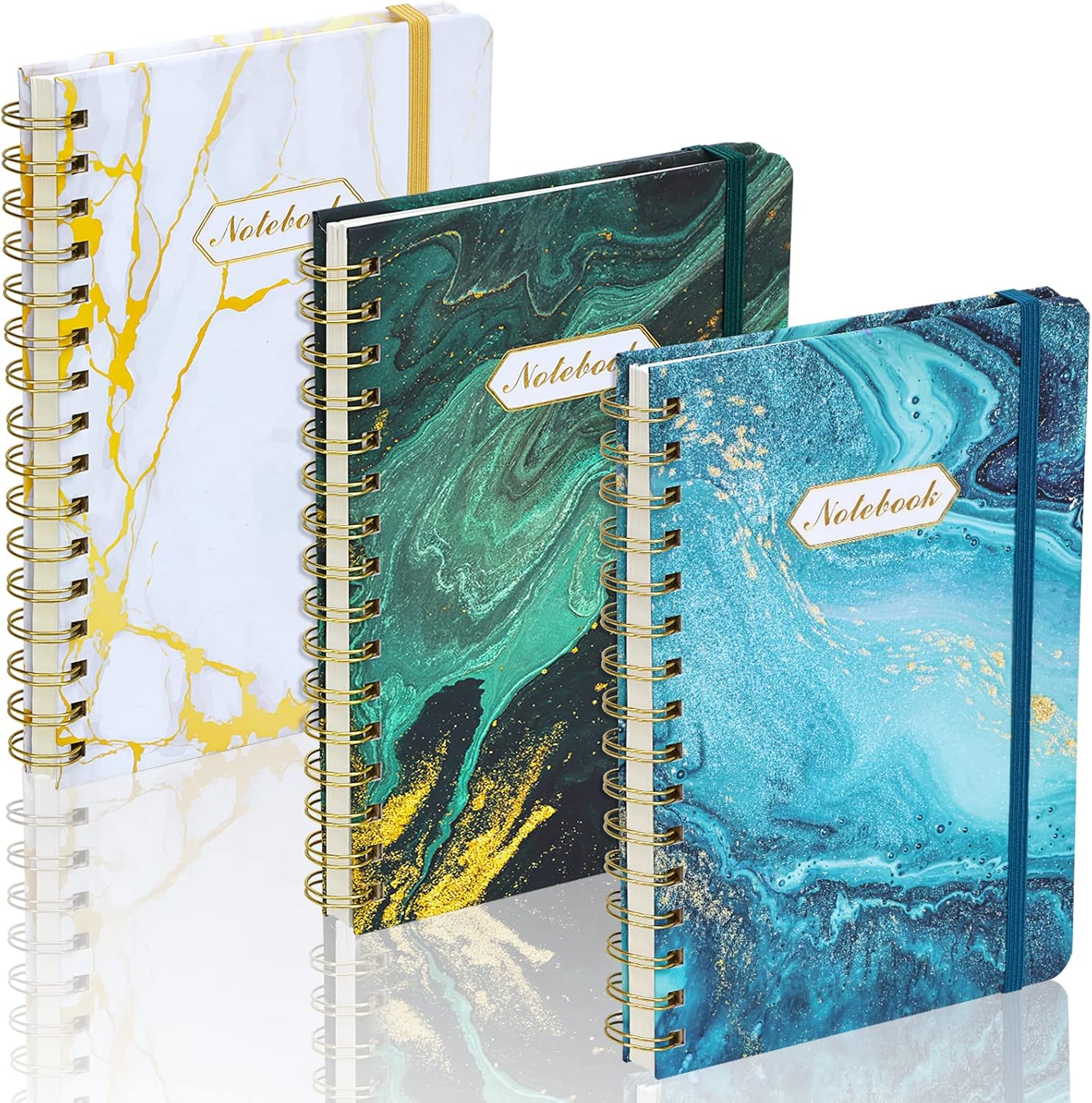 EOOUT 3 Pack Aesthetic Spiral Notebooks, Journals for Women, Hardcover College Ruled Notebook, 6 x 8.5 Inches, 100GSM Thick Paper, Strong Twin-Wire Binding, 160 Pages, for Office School Supplies