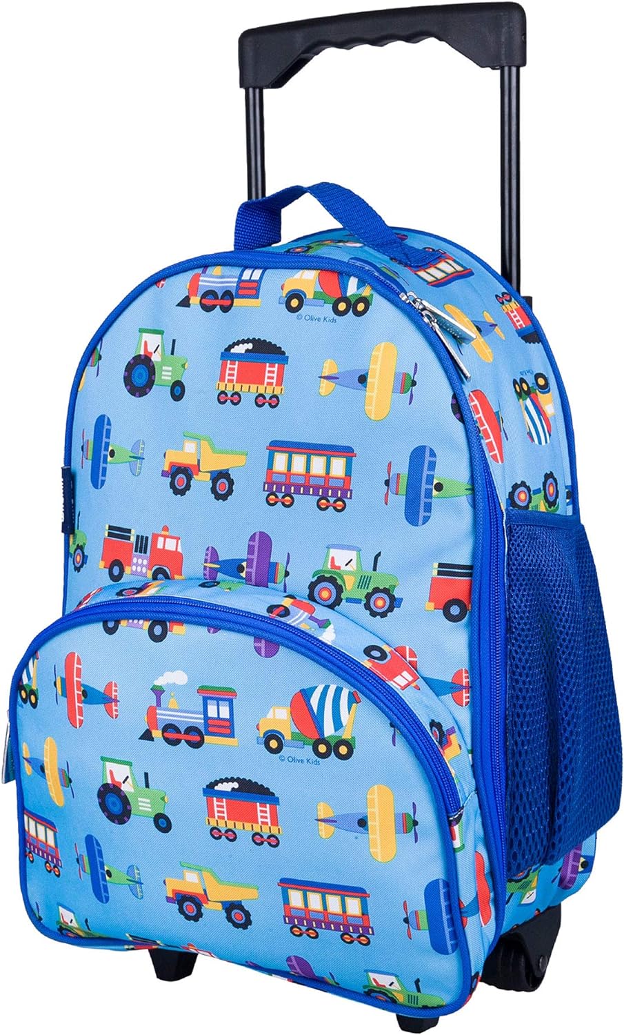 Wildkin Kids Rolling Luggage for Boys and Girls, Carry on Luggage Size is Perfect for School and Overnight Travel, Measures 16 x 12 x 6 Inches (Trains, Planes, and Trucks)