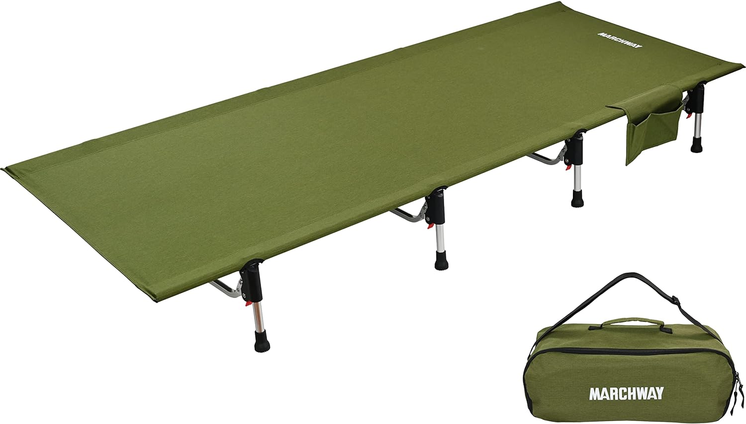 MARCHWAY Lightweight Folding Tent Camping Cot Bed with Lever Lock, Easy Setup Portable Compact for Outdoor Travel, Hunting, Hiking, Motorcycling, Support 330Lbs