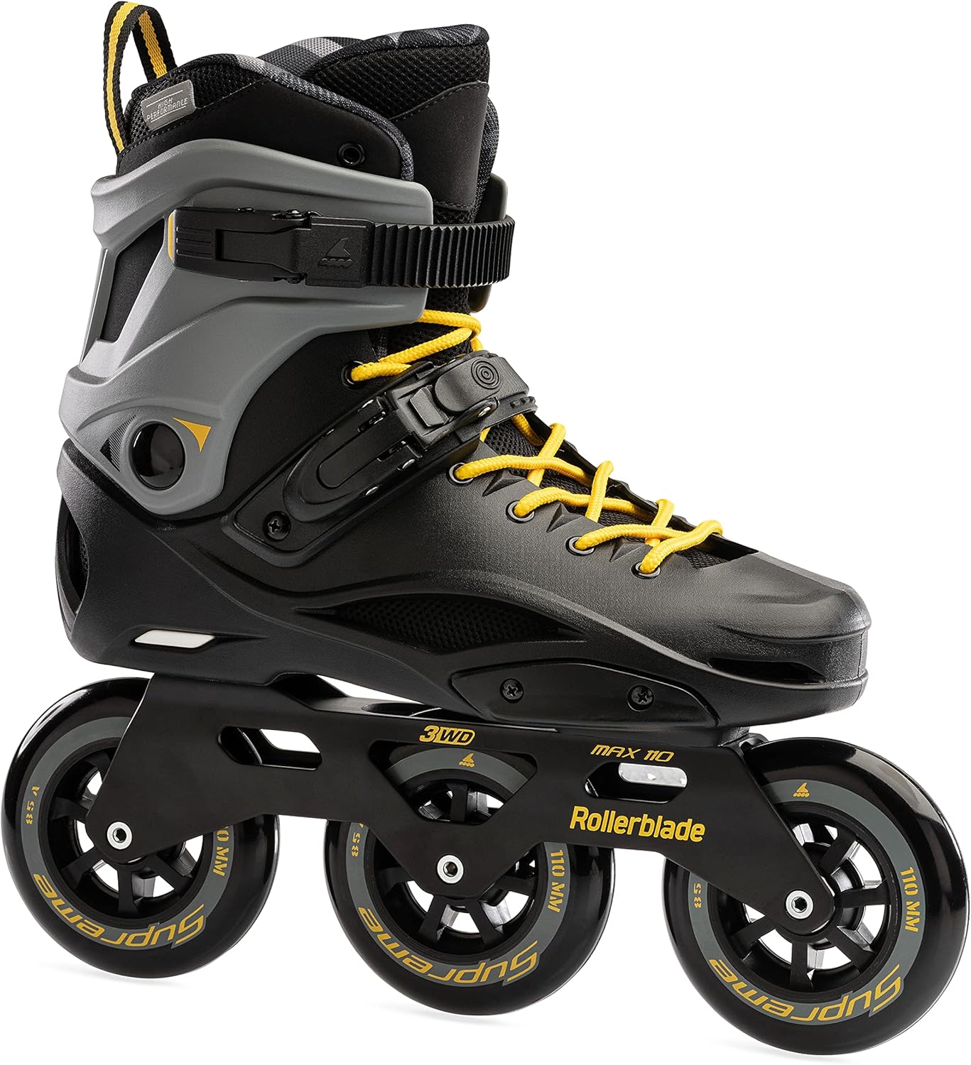 Rollerblade RB 110 Unisex Adult Fitness Inline Skate, Black/Saffron Yellow, Urban Performance Inline Skates