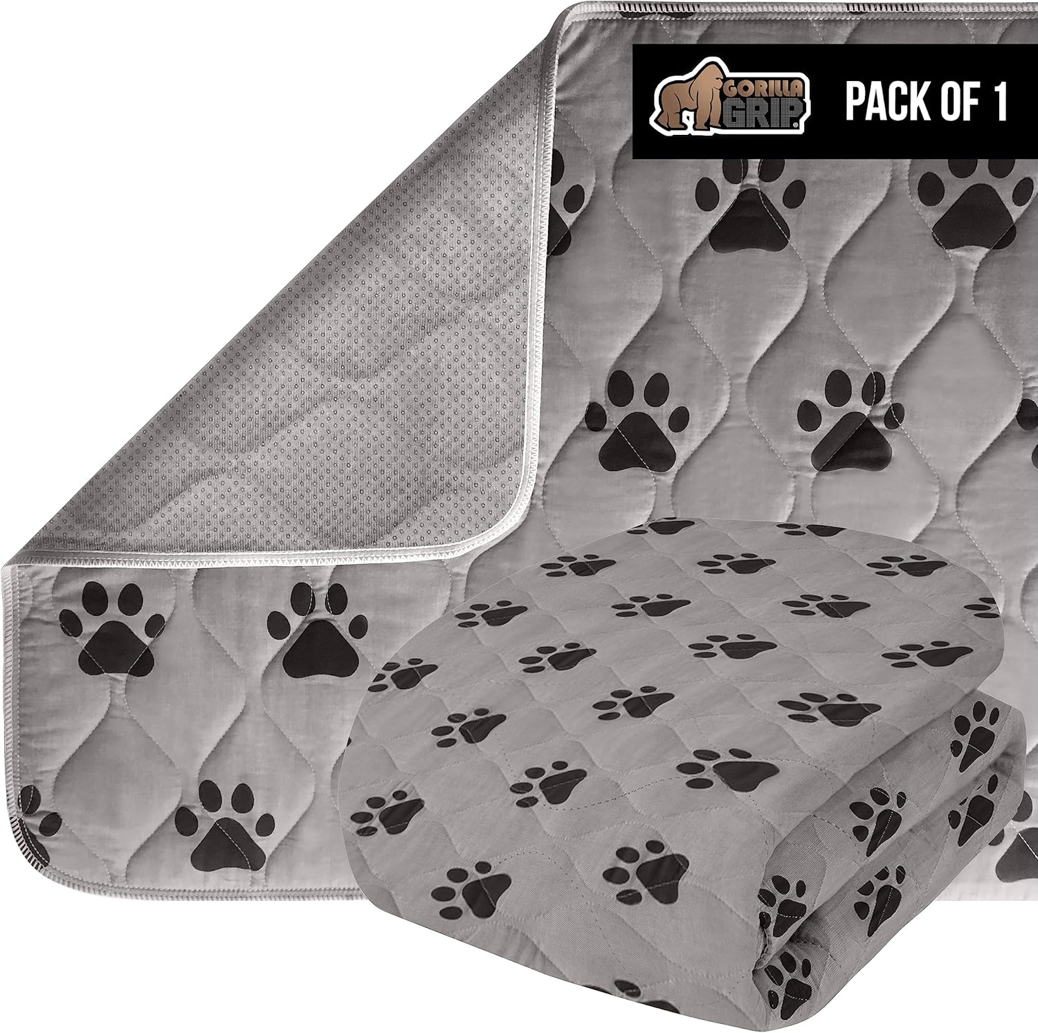 Gorilla Grip Washable Puppy Pads, 40x26, Slip Resistant Dog Crate Mat, Waterproof Cloth Pee Pad for Training Puppies in Playpen, Reusable Pet Incontinence Blanket, Protects Sofa, Furniture, Floors