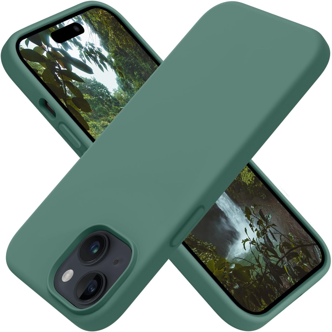 OTOFLY Compatible with iPhone 15 Plus Case, Silicone Shockproof Slim Thin Phone Case for iPhone 15 Plus (6.7 inch), (Pine Green)