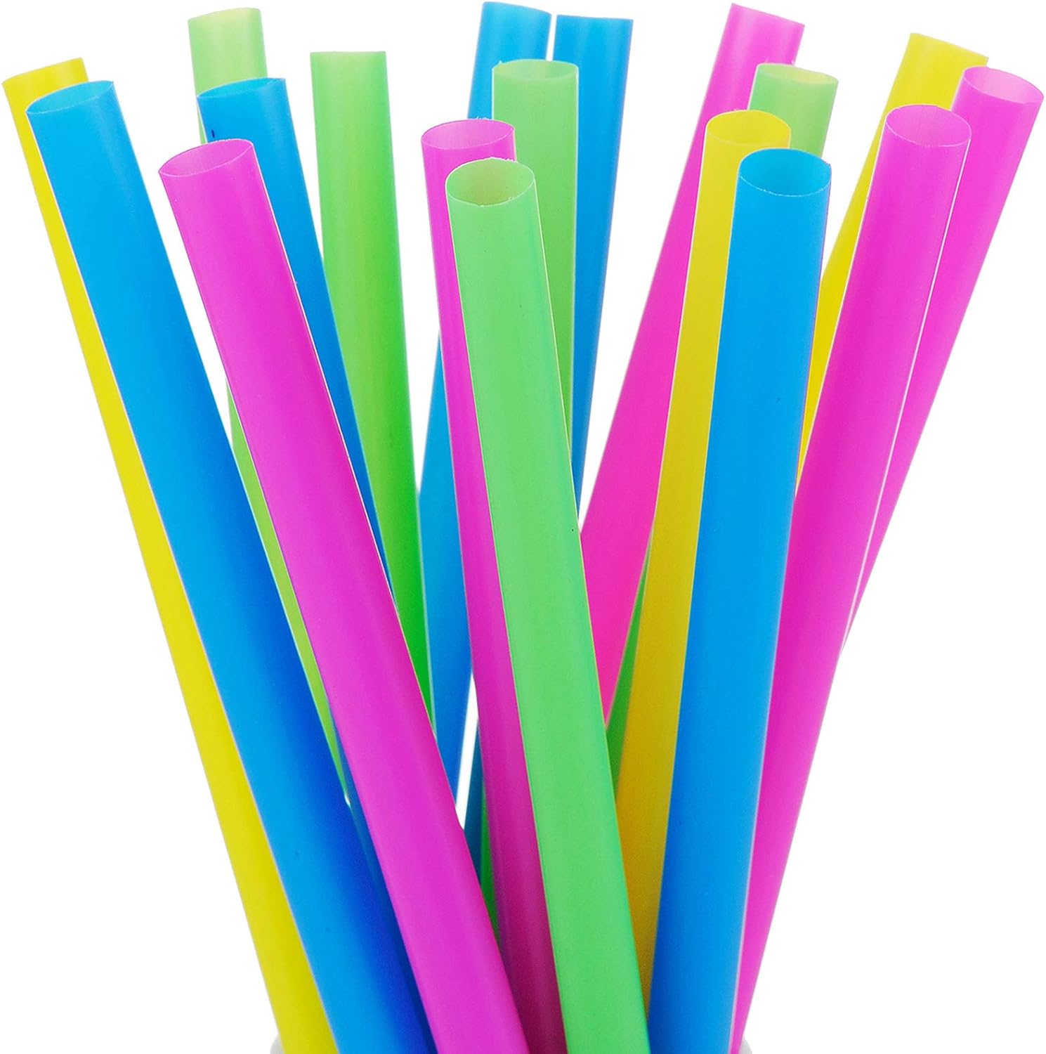 100 Extra Large Plastic Bubble Tea Smoothie Straws, 1/2 Wide X 8 1/2 Long Boba Straws