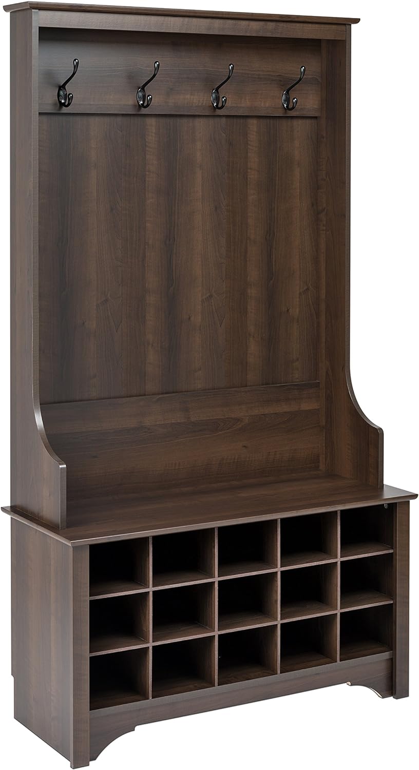 Prepac Hall Tree with Shoe Storage, Espresso