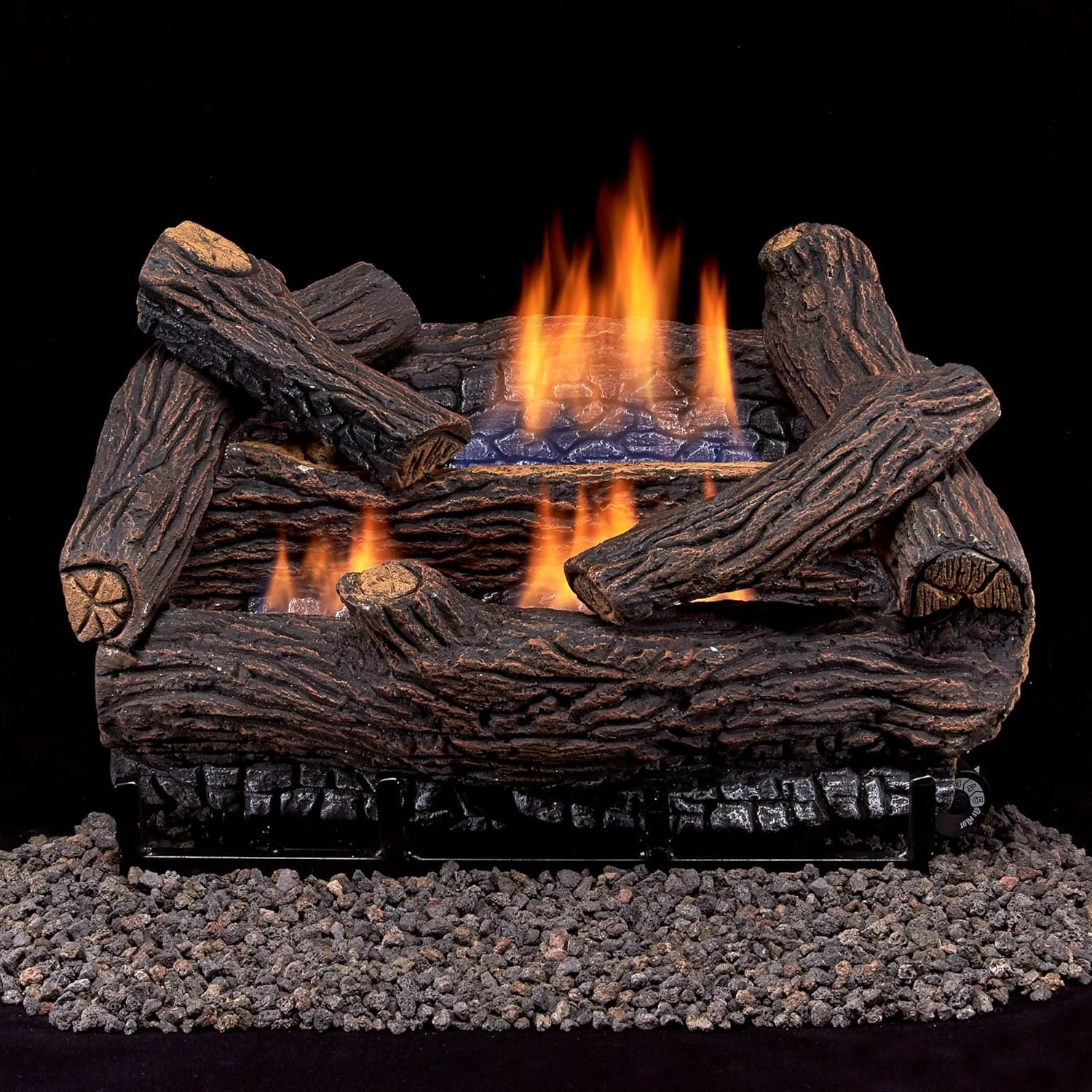 Duluth Forge DLS-18R-2 Dual Fuel Ventless Fireplace Logs Set with Remote Control, Use with Natural Gas or Liquid Propane, 30000 BTU, Heats up to 1000 Sq. Ft, Stacked Red Oak, 18 Inches