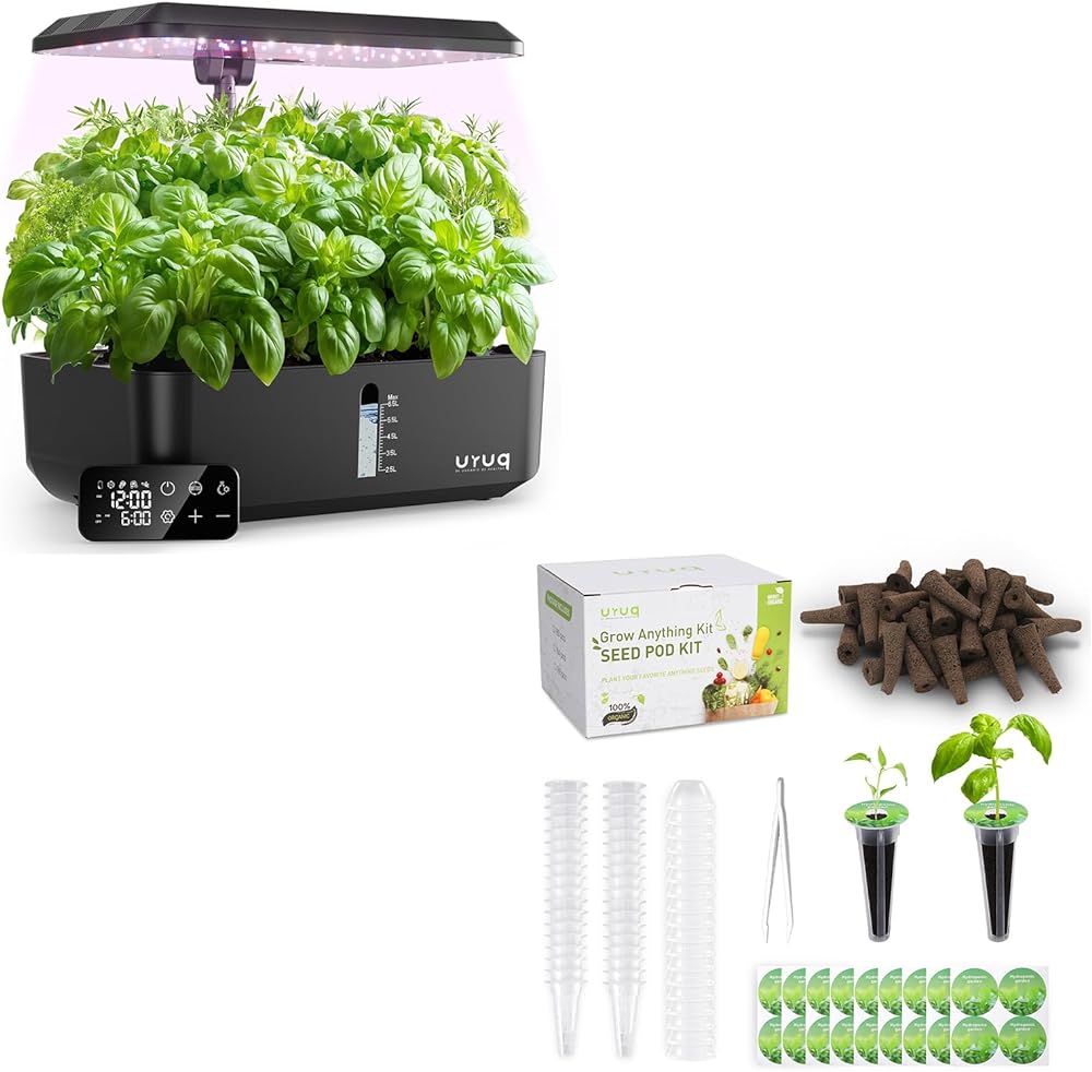 12 Pods Hydroponics Growing System Remote Control Black & 140Pcs Hydroponic Pods Supplies