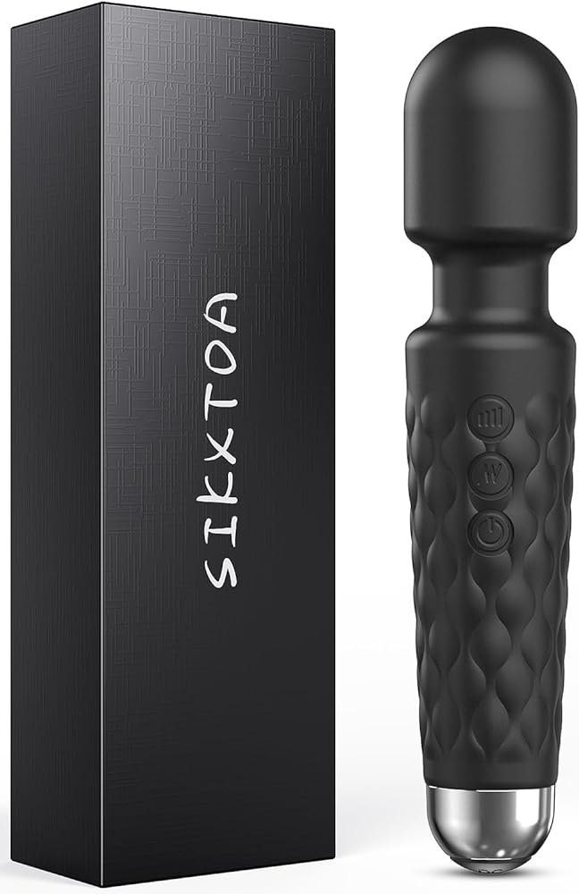Vibrator Wand, Female Adult Sex Toys, Vibrators for Her, Wand Massager, Clit Stimulator Sex Toy, Dildo, with 8 Speeds of Pleasure &amp; 20 Patterns, Powerful, Waterproof (Black)