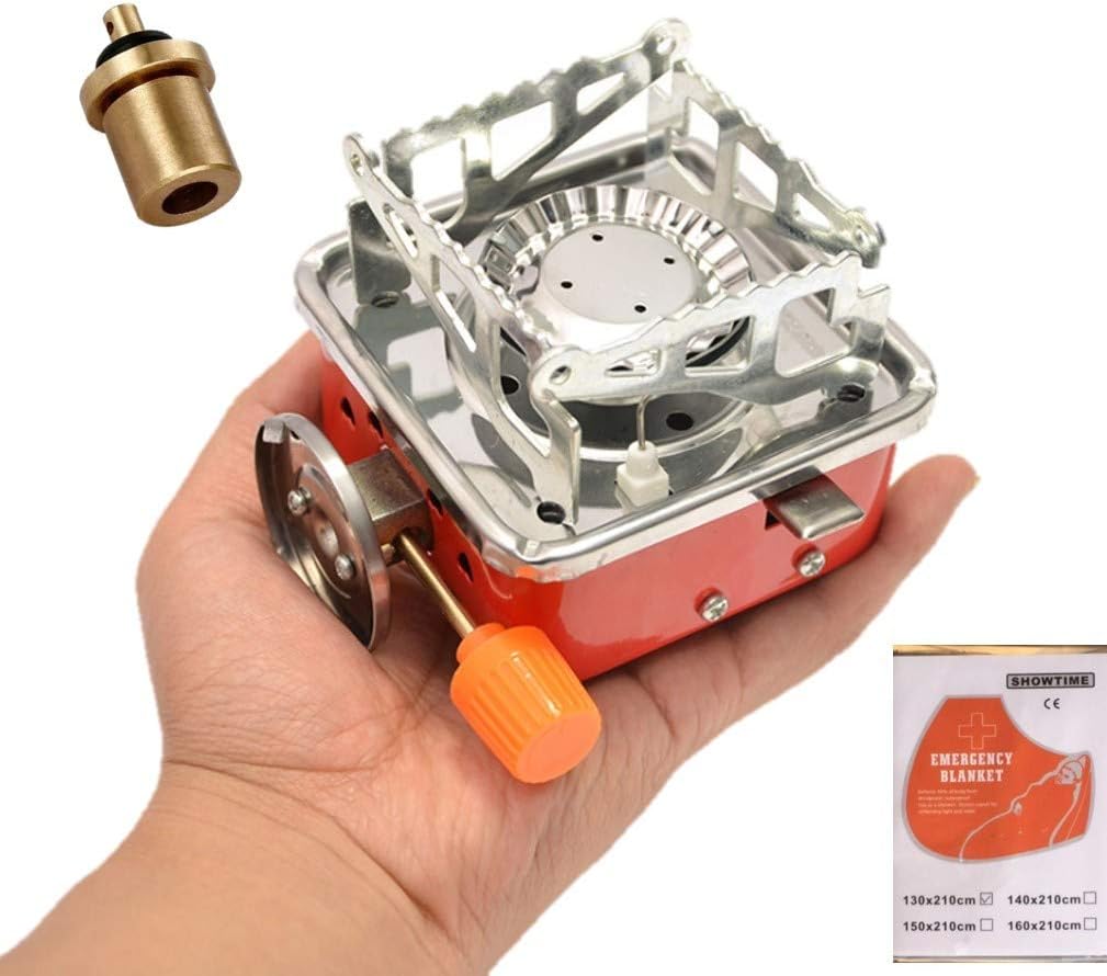 Camping Stove, Backpacking Stove, Foldable, Portable, Lightweight, Piezo Ignition, Single Burner Adjustable, Premium Mini Powerful and Stable Camp Stove for Hiking Picnic, 1+2+1+1pcs