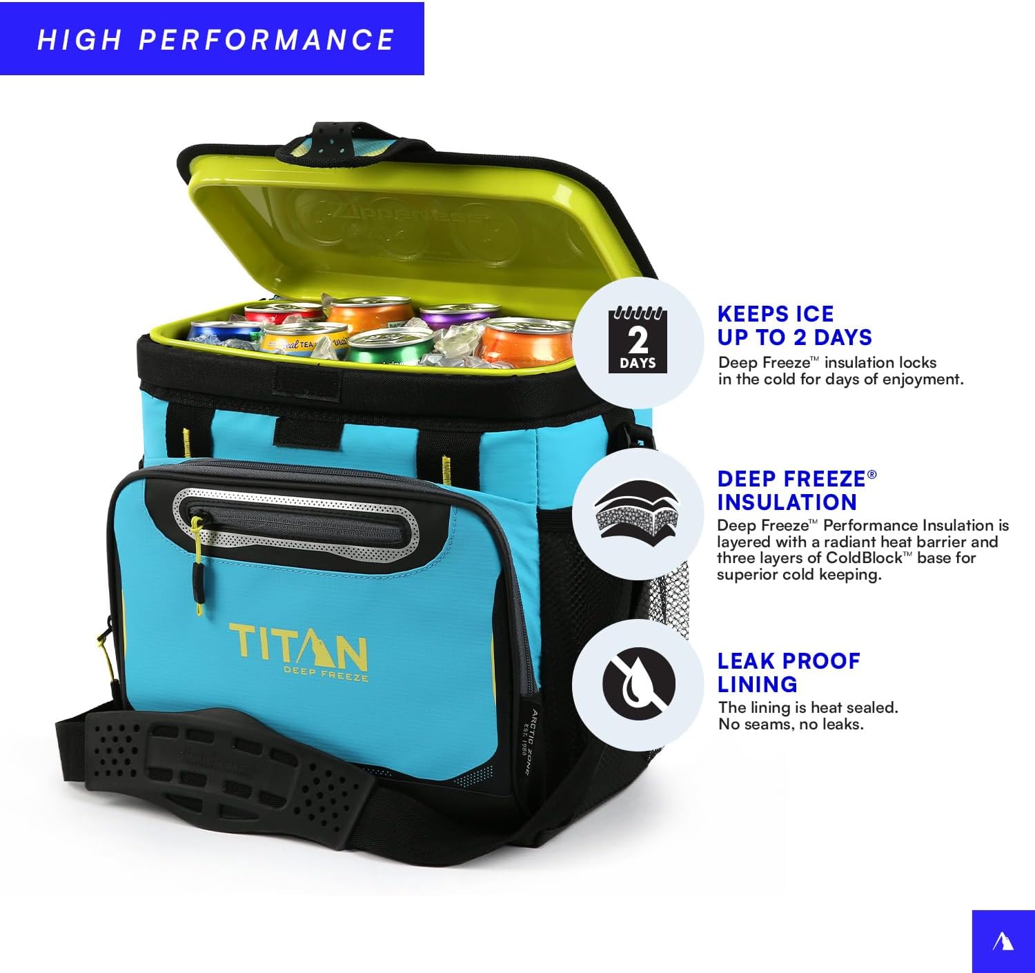 Titan Deep Freeze Cooler Zipperless Hardbody Cooler - Deep Freeze Insulation, HardBody Liner, and SmartShelf