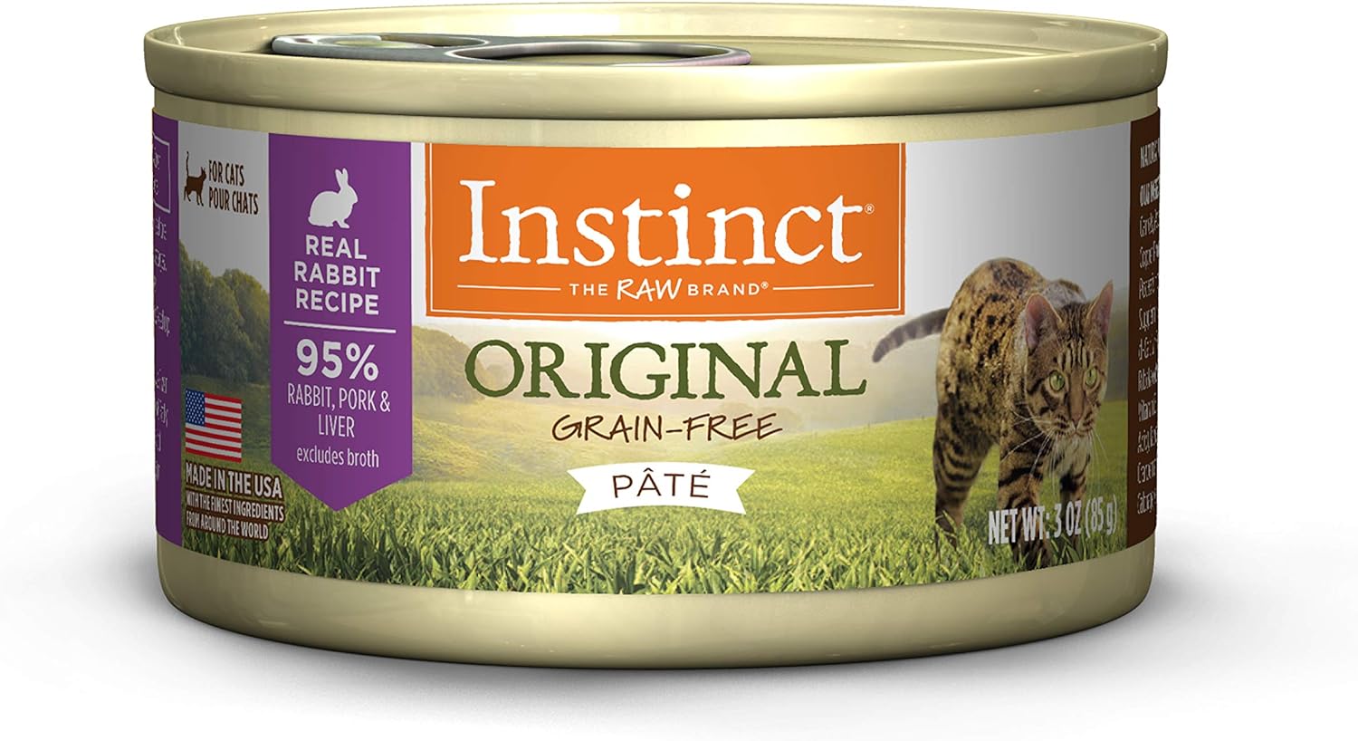 Instinct Grain Free Wet Cat Food Pate, Original Natural Canned Cat Food, Rabbit, 3 oz (Case of 24)