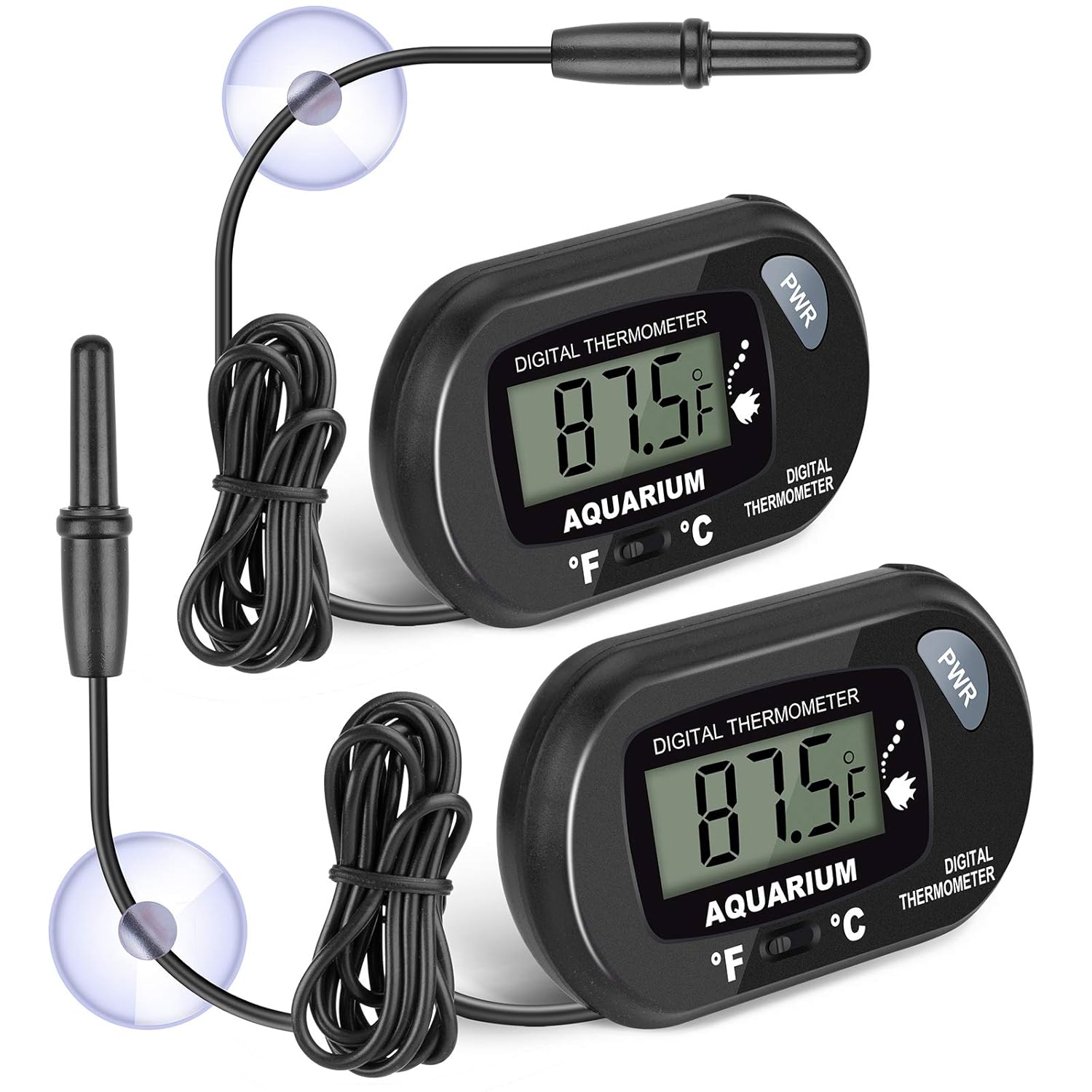 2-Pack Aquarium Thermometer, Fish Tank Thermometer, AikTryee Water Thermometer with 3.3ft cord Fahrenheit/Celsius(/) for Vehicle Reptile Terrarium Fish Tank Refrigerator.