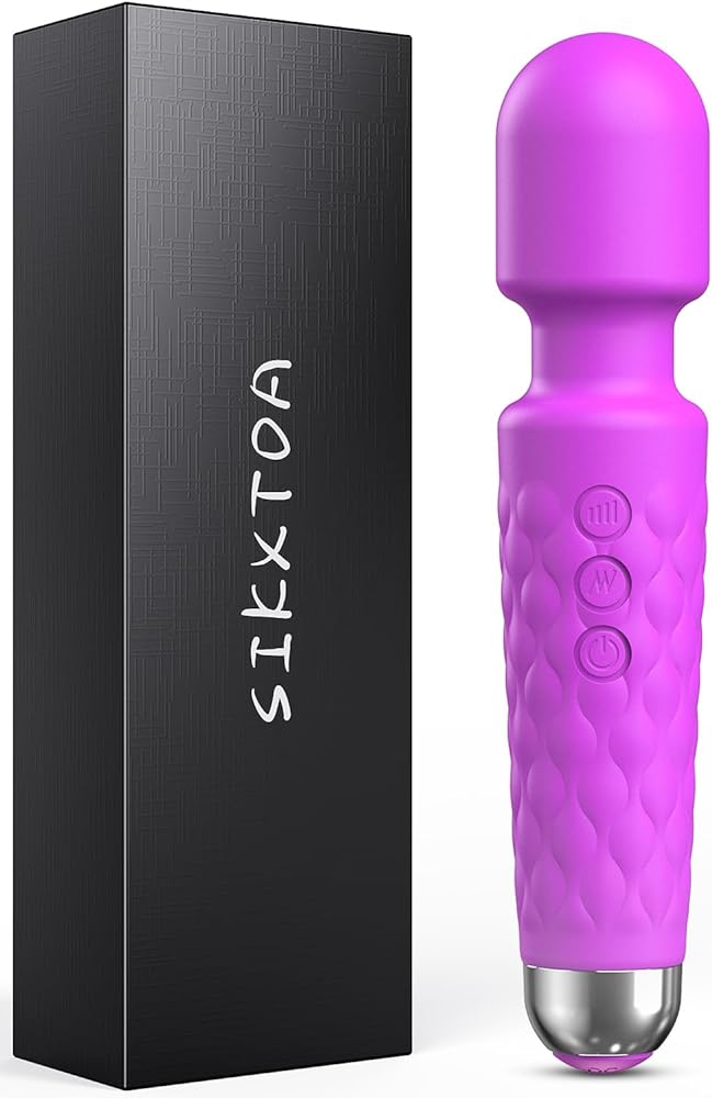 Vibrator Wand, Female Adult Sex Toys, Vibrators for Her, Wand Massager, Clit Stimulator Sex Toy, Dildo, with 8 Speeds of Pleasure &amp; 20 Patterns, Powerful, Waterproof (Purple)