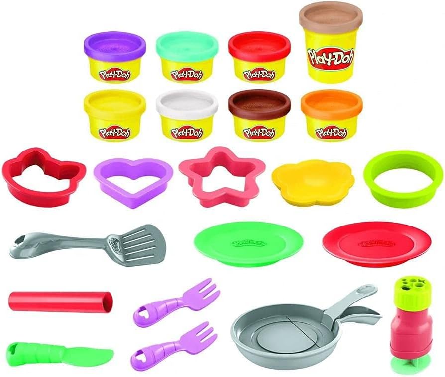 Play-Doh Kitchen Creations Flip 'n Pancakes Playset with 14 Play Kitchen Accessories, Preschool Toys, Kitchen Toys for 3 Year Old Girls and Boys and Up