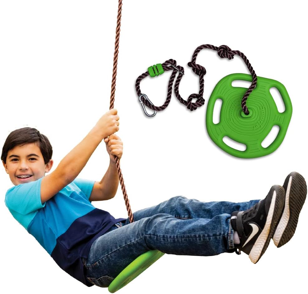 Swurfer Disco Tree Swing - Swing Sets for Backyard, Outdoor Swing, Swingset Outdoor for Kids, Easy Installation, Heavy Duty, Adjustable Climbing Rope, Weather Resistant, Up to 200lbs