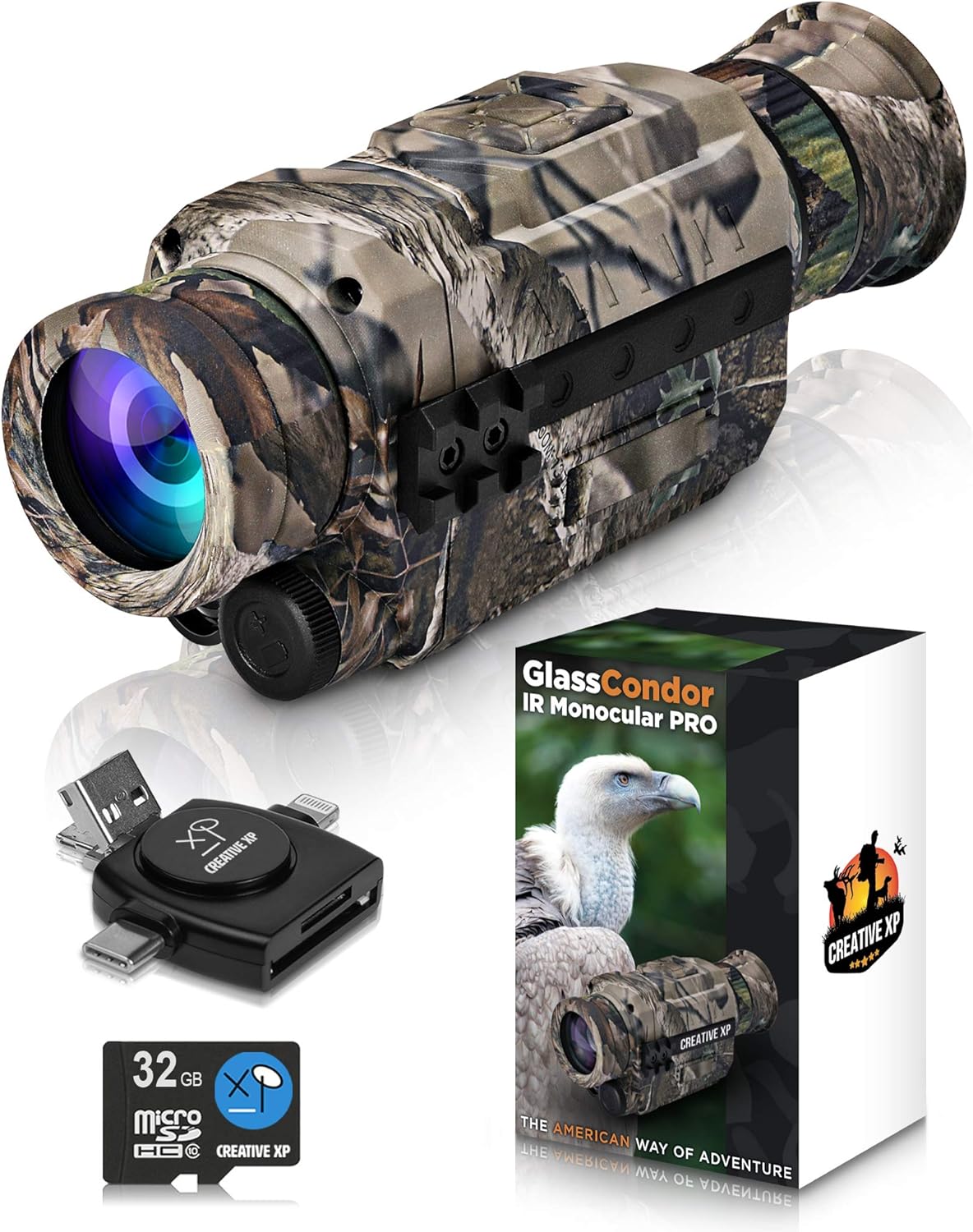 CREATIVE XP Digital Night Vision Monocular for 100% Darkness - Travel Infrared Monoculars, IR High-Tech Spy Gear for Hunting & Surveillance - Save Photos & Videos, Card Reader Included