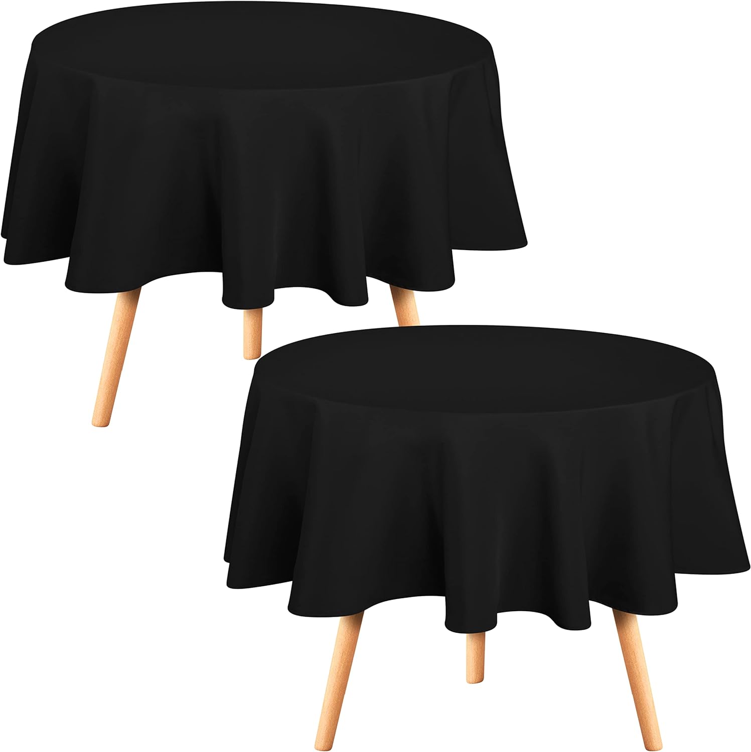 Utopia Kitchen Round Table Cloth 2 Pack [70 Inches, Black] Tablecloth Machine Washable Fabric Polyester Table Cover for Dining, Buffet Parties, Picnic, Events, Weddings and Restaurants