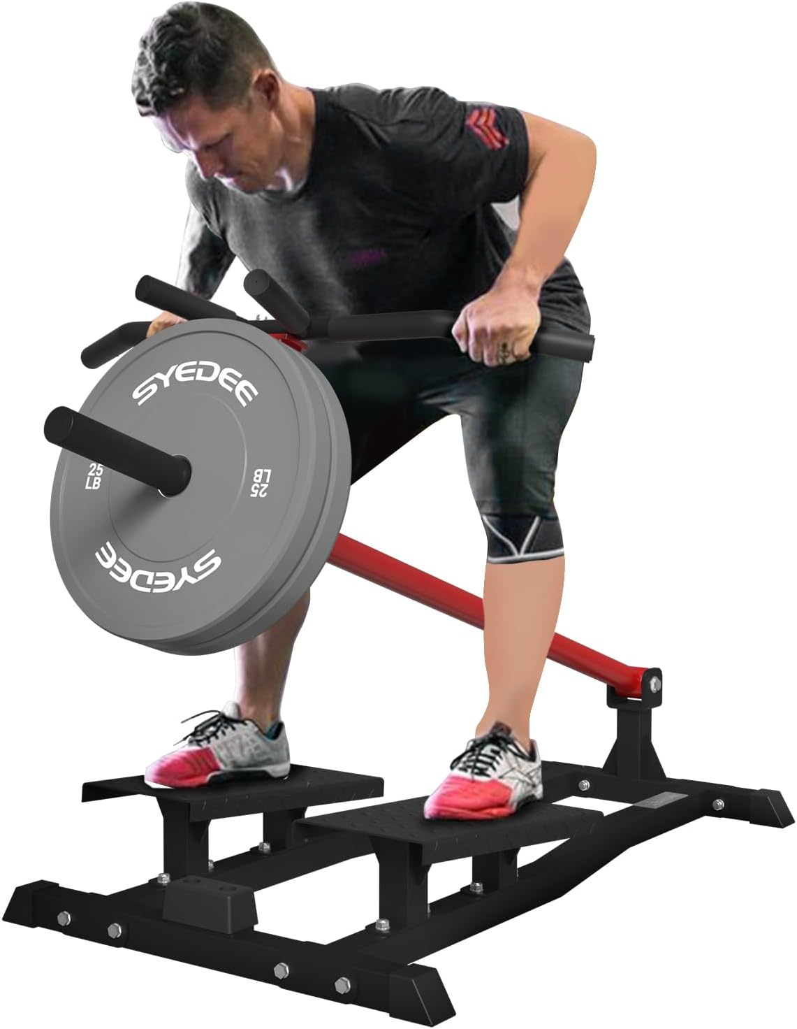 T-Bar Row Machine, Back Strength Machine with Footplate and Multi Grip Handles