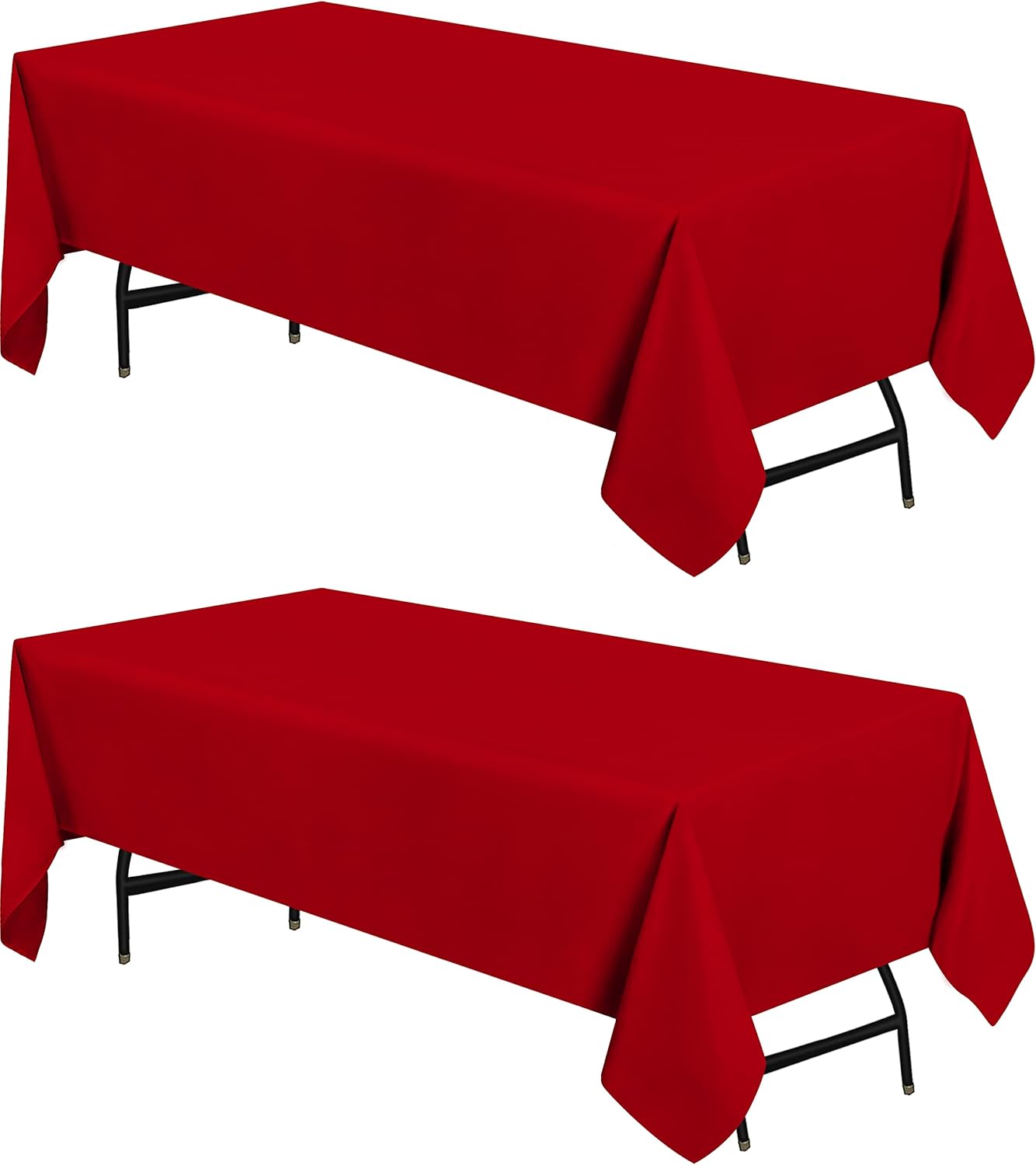 Utopia Kitchen Rectangle Table Cloth 2 Pack [90x132 Inches, Red] Tablecloth Machine Washable Fabric Polyester Table Cover for Dining, Buffet Parties, Picnic, Events, Weddings and Restaurants